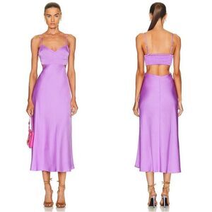 A.L.C Blakely Satin Cut Out Open Back Dress in Amethyst Orchid